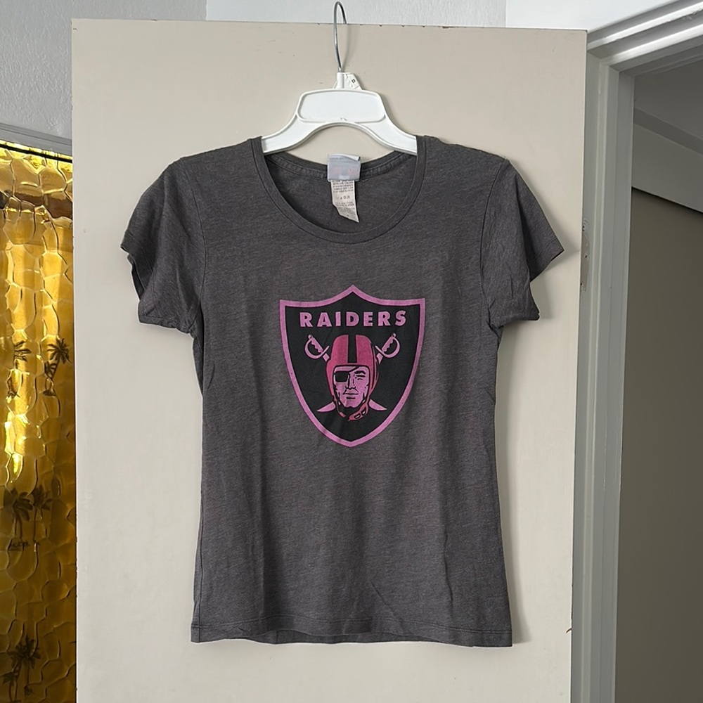 Raiders Gray and Pink Woman’s T-Shirt